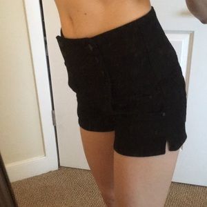 High-waisted, double-buttoned shortie shorts